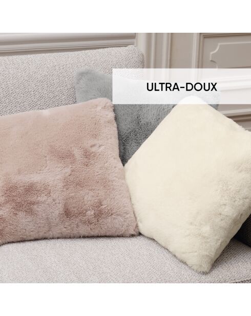 Housse de coussin imitation fourrure Blanc - 40 x 40 cm