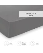 Drap-housse satin de coton Uni Gris clair