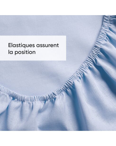 Drap-housse lin / coton Uni Bleu clair