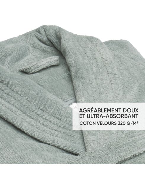 Peignoir avec col châle en coton ultra absorbant - Vert