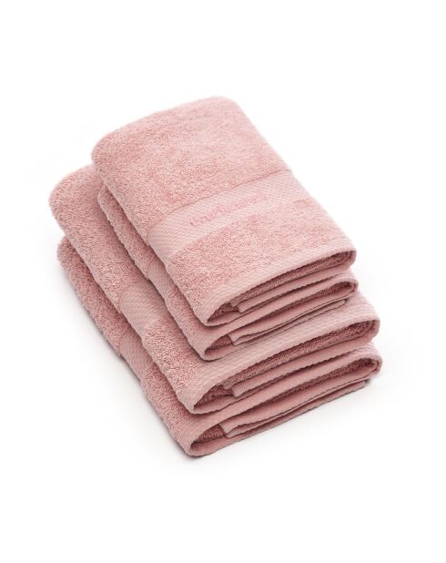 Set de 2 serviettes & 2 draps de bain Rose pétale