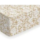 Drap-housse satin de coton Birds Blanc / Jaune
