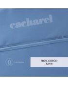 Drap plat satin de coton Uni Bleu