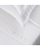 Parure drap plat + drap-housse + taies carrées satin de coton rayure tissé dobby - Dobby stripe woven Blanc