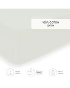 Drap-housse satin de coton Uni Vert thym