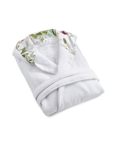 Peignoir avec capuche en coton ultra absorbant - Jardin de roses Blanc