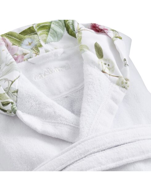 Peignoir avec capuche en coton ultra absorbant - Jardin de roses Blanc