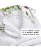 Peignoir avec capuche en coton ultra absorbant - Jardin de roses Blanc