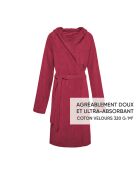 Peignoir avec capuche en coton ultra absorbant - Bordeaux - M/L