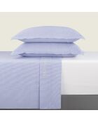 Parure drap plat + drap-housse + taies rectangles satin de coton - Saclay Bleu clair