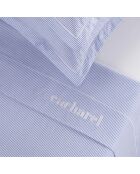 Parure drap plat + drap-housse + taies rectangles satin de coton - Saclay Bleu clair