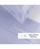 Parure drap plat + drap-housse + taies rectangles satin de coton - Saclay Bleu clair