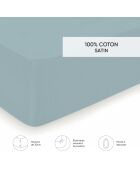 Drap-housse satin de coton Uni Vert clair
