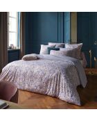 Drap plat satin de coton - Fleurs des champs Bordeaux