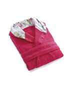Peignoir avec capuche en coton ultra absorbant - Jardin de roses Fuschia