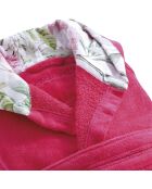 Peignoir avec capuche en coton ultra absorbant - Jardin de roses Fuschia