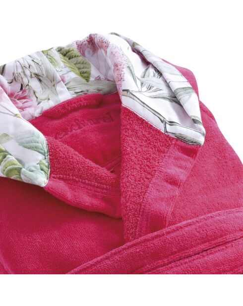 Peignoir avec capuche en coton ultra absorbant - Jardin de roses Fuschia