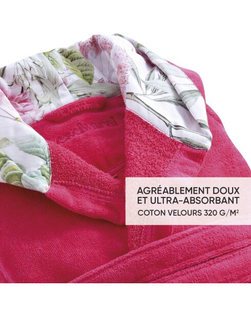 Peignoir avec capuche en coton ultra absorbant - Jardin de roses Fuschia