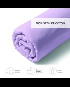 Drap-housse satin de coton - Uni Violet clair
