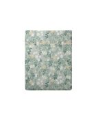 Drap plat satin de coton - Feuillage fleuri Vert clair / Vert clair