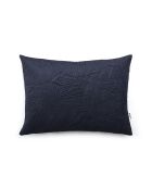 Housse de coussin velours avec dessin fleuri bleu foncé