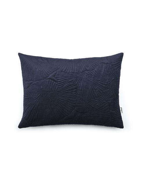 Housse de coussin velours avec dessin fleuri bleu foncé