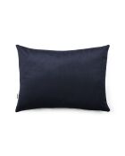 Housse de coussin velours avec dessin fleuri bleu foncé