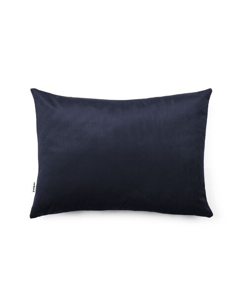 Housse de coussin velours avec dessin fleuri bleu foncé