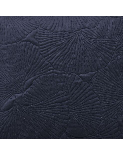 Housse de coussin velours avec dessin fleuri bleu foncé