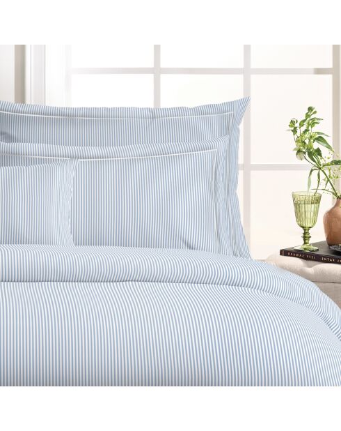 Drap plat satin de coton - Saclay Bleu clair