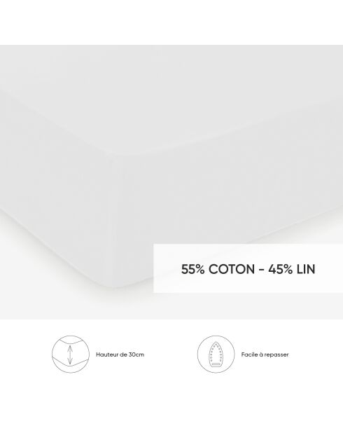 Drap-housse lin / coton Uni Blanc