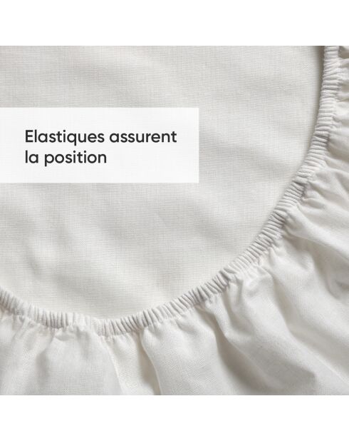 Drap-housse lin / coton Uni Blanc