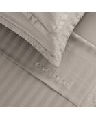 Parure drap plat + drap-housse + taies carrées satin de coton rayure tissé dobby - Dobby stripe woven Taupe