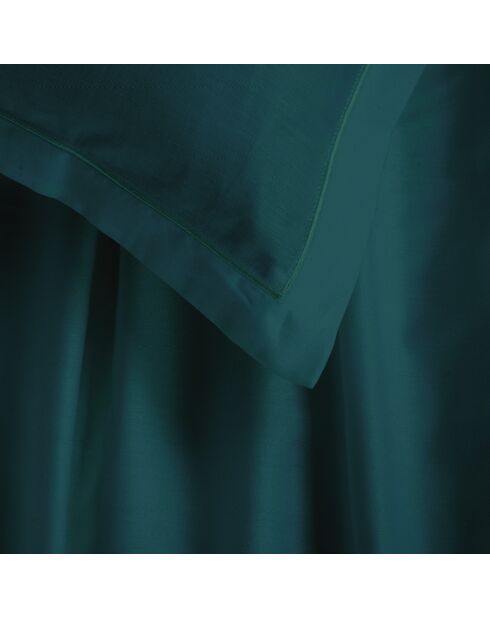 Parure drap plat + drap-housse + taies rectangles satin de coton - Uni 1 baratta Bleu 08