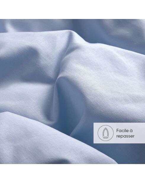 Drap plat lin / coton Uni Bleu clair