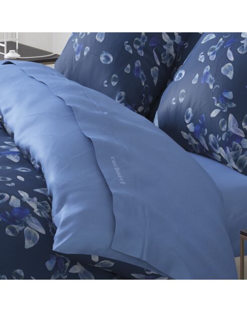 Drap plat satin de coton Uni Bleu