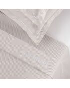 Parure drap plat + drap-housse + taies carrées satin de coton - Saclay Taupe