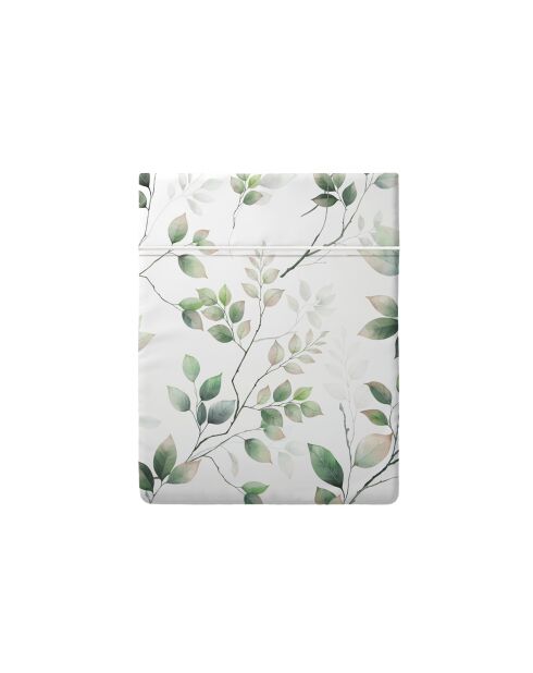 Drap plat satin de coton - Petit bosquet Blanc