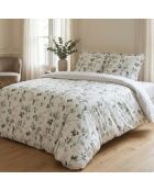 Drap plat satin de coton - Petit bosquet Blanc