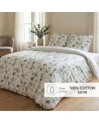 Drap plat satin de coton - Petit bosquet Blanc