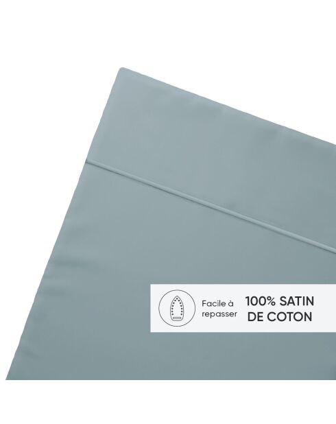 Drap plat satin de coton - Uni 1 baratta Bleu 09