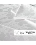Set de 4 serviettes tissé Jacquard Petites Fleurs Blanc - 50 x 50 cm