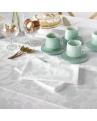 Set de 4 serviettes tissé Jacquard Petites Fleurs Blanc - 50 x 50 cm