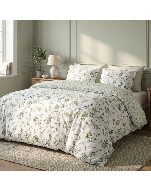 Drap plat satin de coton - Eden Sauvage Vert clair