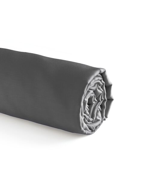 Drap-housse satin de coton Uni Gris foncé