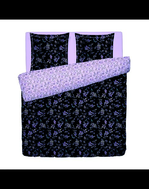 Parure housse de couette satin de coton Eden Sauvage Noir