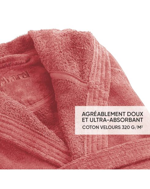 Peignoir avec capuche en coton ulta absorbant - Rose hibiscus - S / M