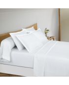Parure drap plat + drap-housse + taies carrées satin de coton Uni 1 baratta Blanc 01