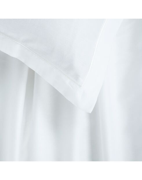 Parure drap plat + drap-housse + taies carrées satin de coton Uni 1 baratta Blanc 01