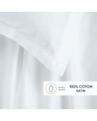 Parure drap plat + drap-housse + taies carrées satin de coton Uni 1 baratta Blanc 01